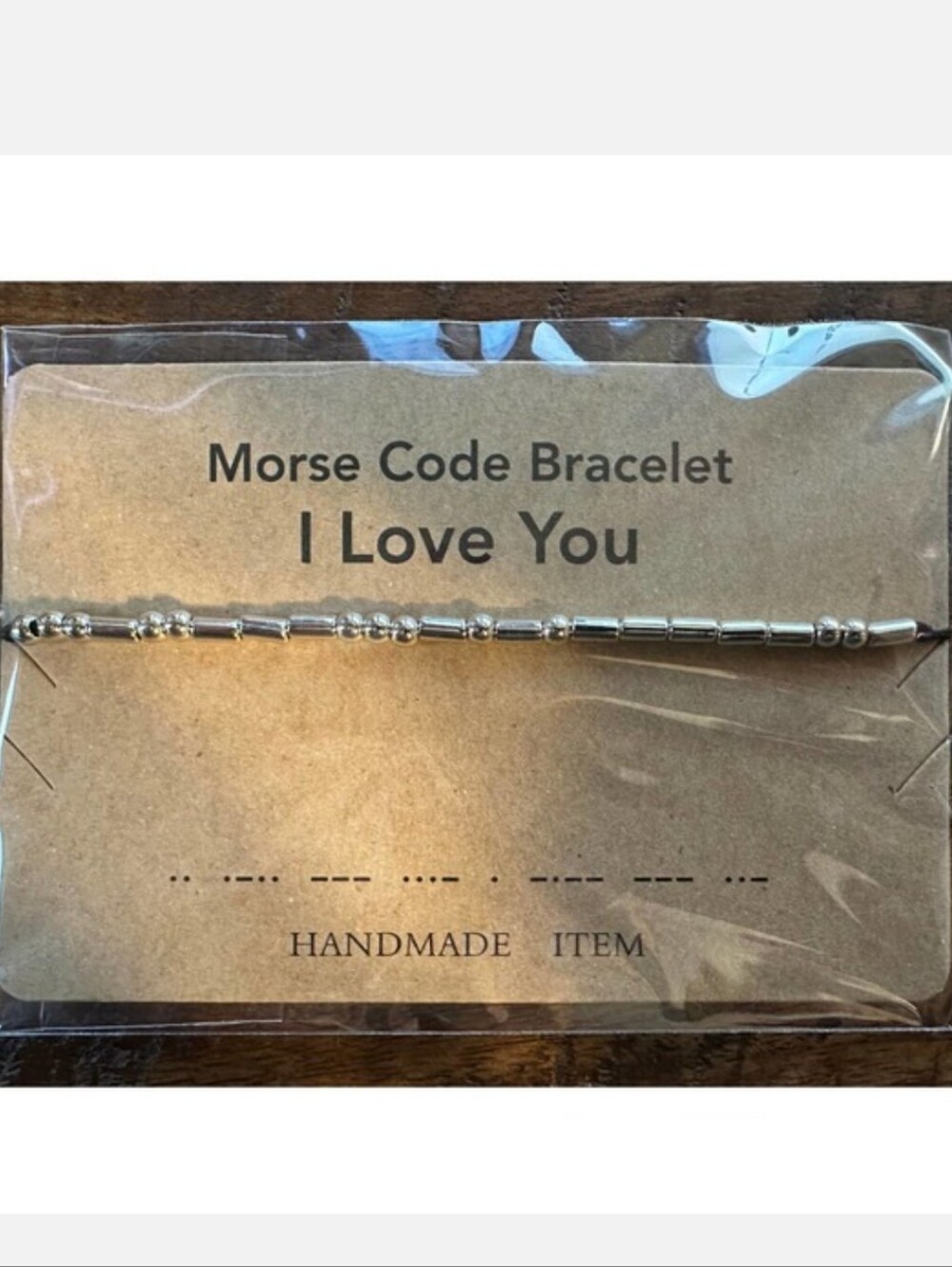 Morse Code "I Love You" Beaded Bracelet - Silver